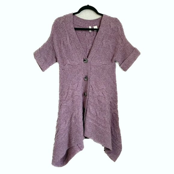 Moth Anthropologie Wool Blend Asymmetric Cardigan Purple Size Small Cozy Boho - Picture 6 of 10